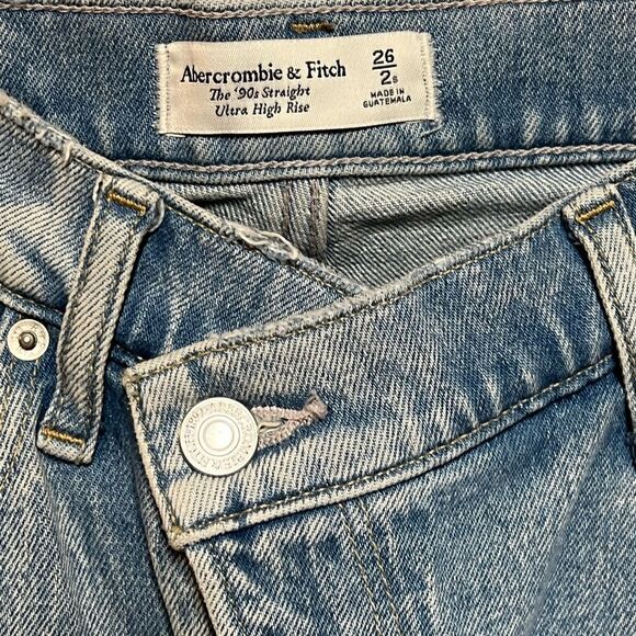 Abercrombie & Fitch Sky Blue Straight Leg Jeans High Waisted - Picture 8 of 10